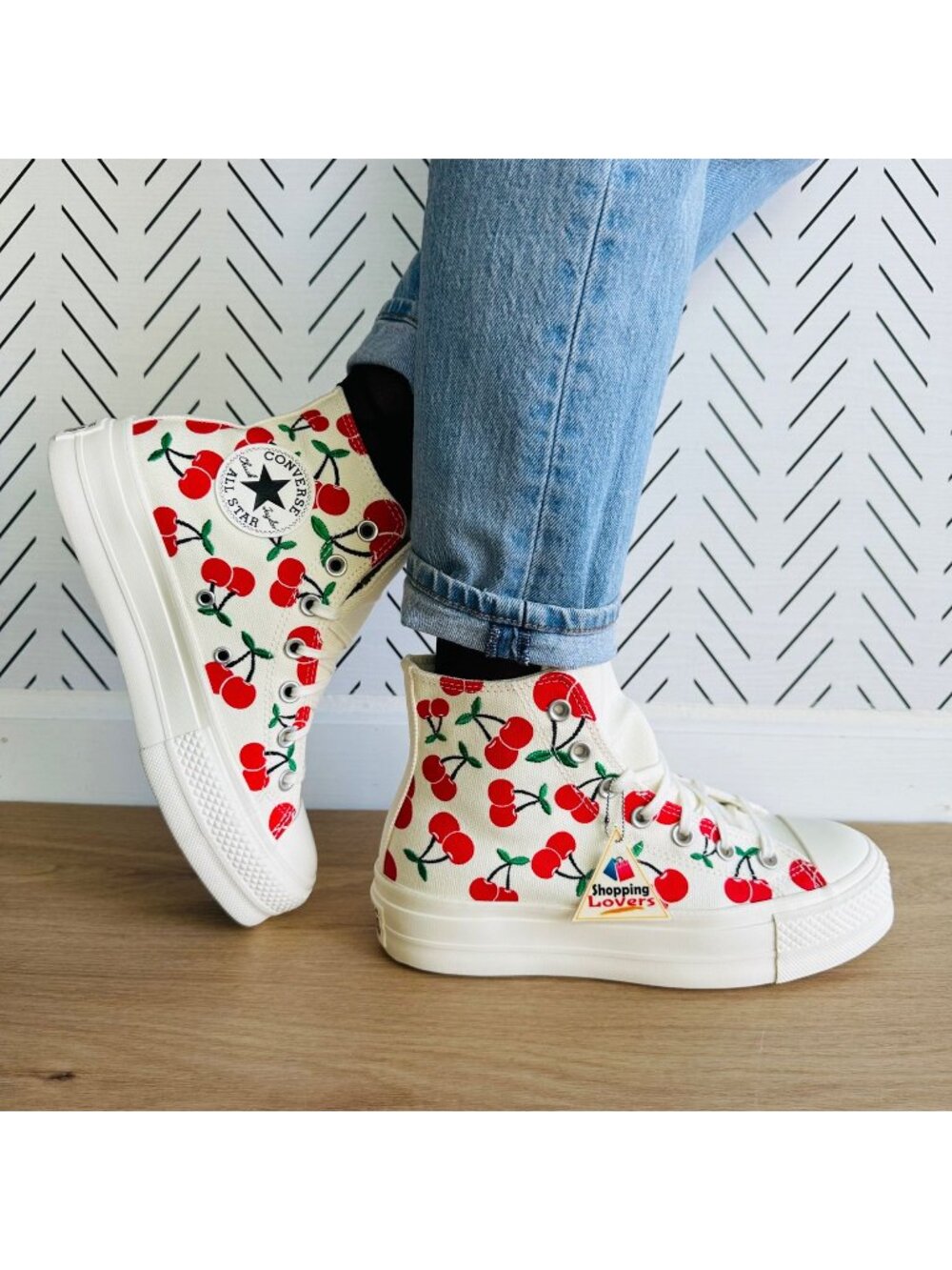 ⭐Converse Ctas Lift Platform Cherries Sz 9 Women Shoes Egret Red Sneaker A08096C